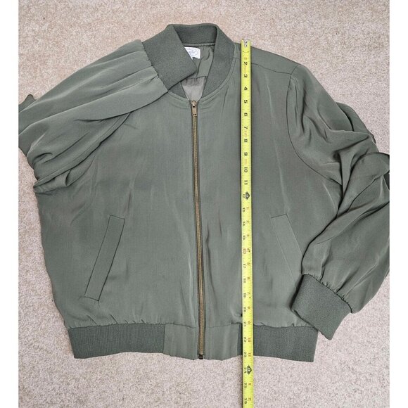 Mud Pie Womens Size Small Nolan Ruffles Bomber Jacket Size Small Green Pockets - Picture 9 of 9